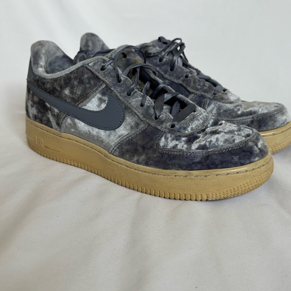 Nike Slate Blue Crushed Velvet  Sneakers with Classic Air Force 1 Design - Picture 1 of 8